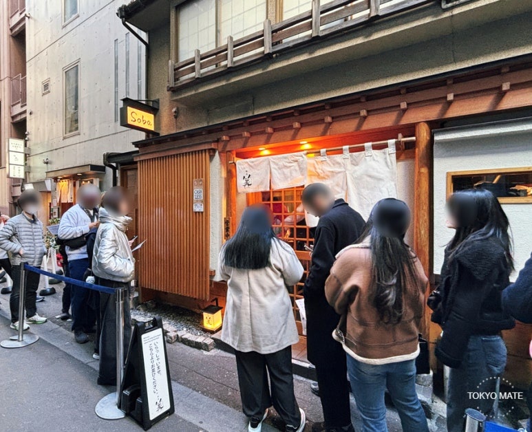 Two queue lines at Ginza Kagari (left for ticket purchase, right for entry)