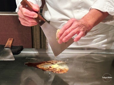 Hokkaido scallop saute finishing touches