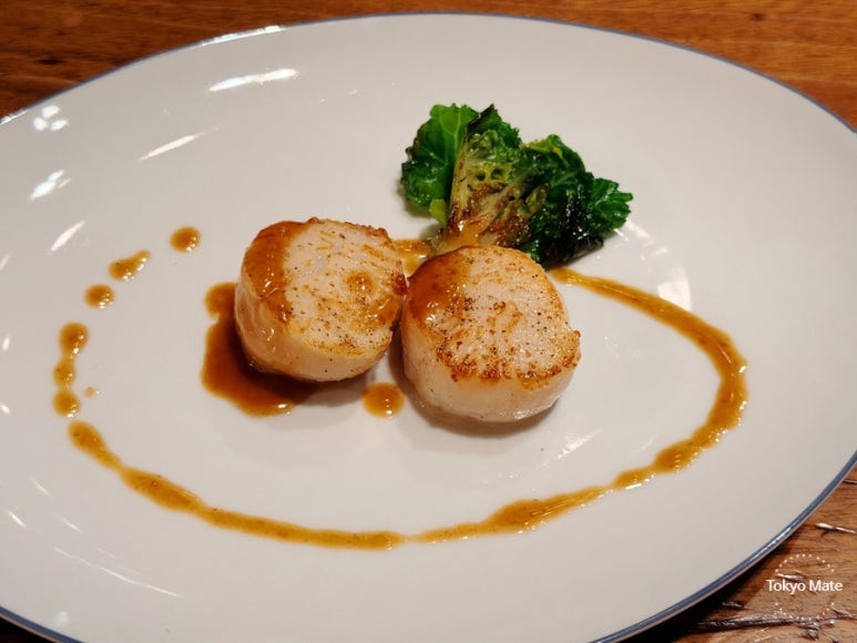 Hokkaido scallop saute, Keyakizaka weekend lunch seafood course