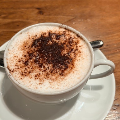 Cappuccino served with dessert at Keyakizaka lunch