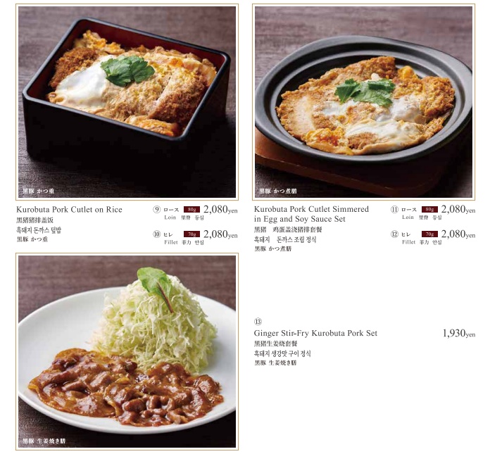 Maisen kurobuta katsu don, katsuni, and ginger pork menu with prices