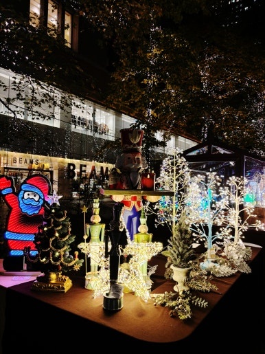 Christmas Market Night View with Illumination