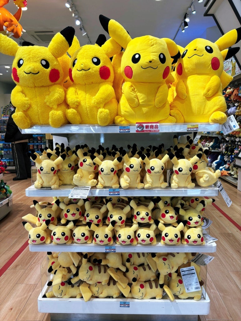 Pikachu plushies at Pokémon Store in Kisarazu Outlet