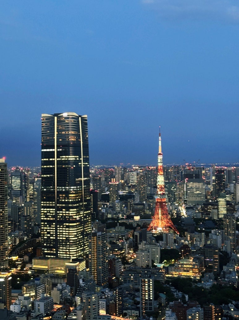 Tokyo Tower night view from Roppongi Hills Observatory