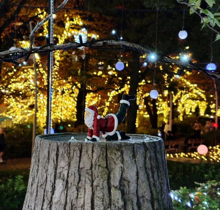 Finding hidden Santa decorations at Tokyo Midtown Christmas Garden Lights