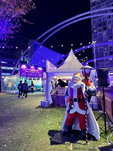 Purple lit Christmas market at Miyashita Park 4F