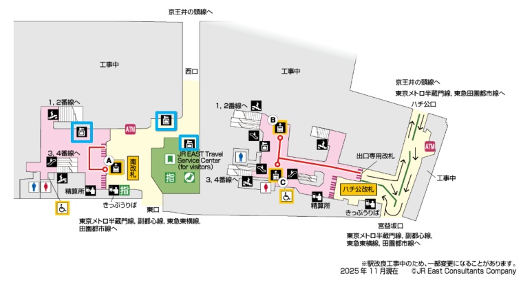 JR渋谷駅1階コインロッカー位置図