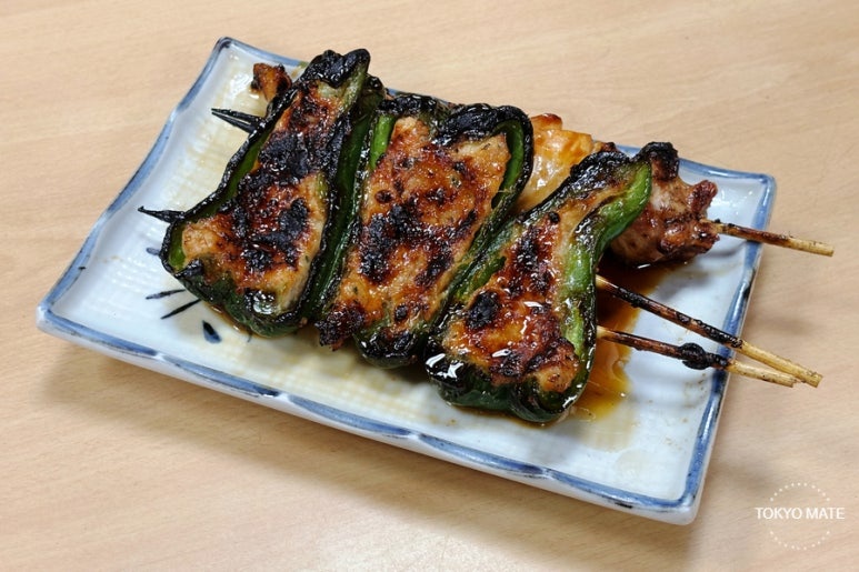 Shibuya Toritake piman tsukune bell pepper stuffed with grilled chicken meatball