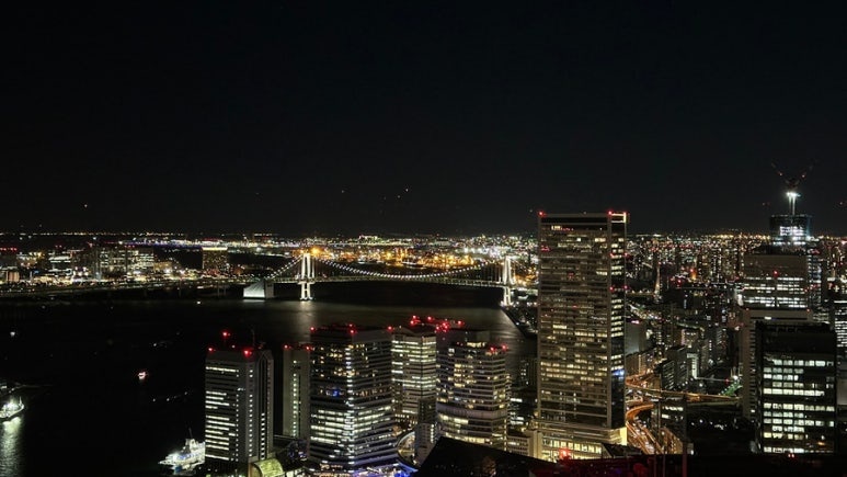 東京新橋汐留エリア夜景イラスト