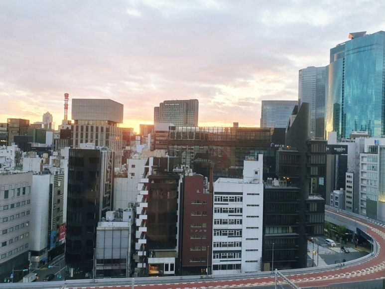Sunrise view over Shinbashi skyscrapers