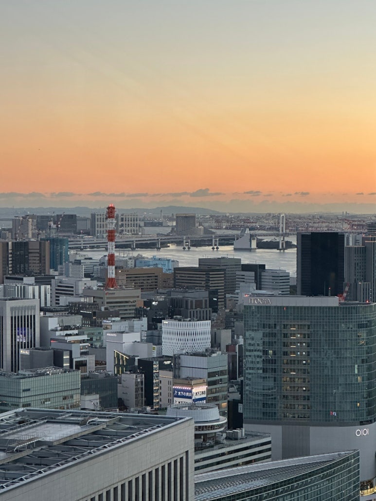 Caretta Shiodome free observatory sunset view