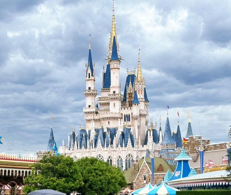 Tokyo Disneyland Cinderella Castle, entrance gate after arriving from Shinjuku by bus