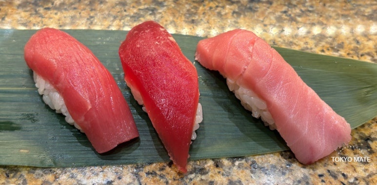 Melt-in-your-mouth Tokyo Station restaurant Kantaro tuna 3-piece set maguro