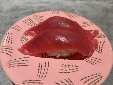 Bigeye tuna sushi at Nemuro Hanamaru, 308 yen