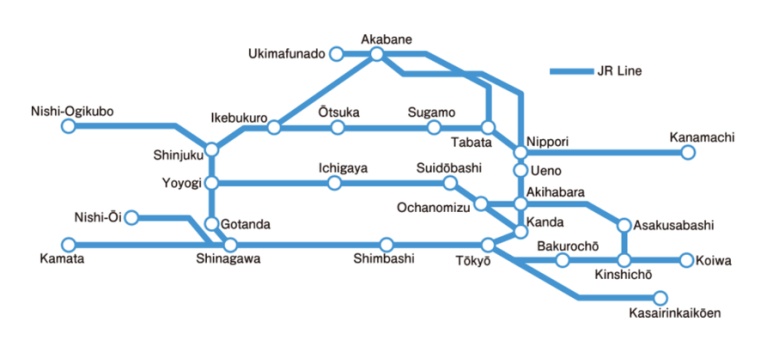 JR Tokunai Pass 1-day coverage map showing usable areas